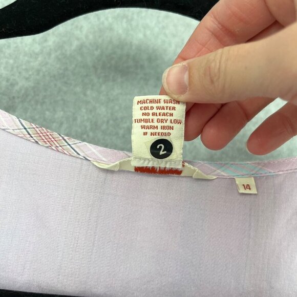 Sundance Willa Tulip Wrap Midi Dress Size 14 Plaid Check Purple Lavender Pockets - Picture 10 of 14